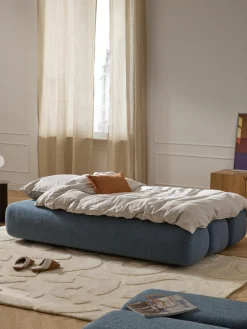 Westwing Collection Sofá cama en borreguillo Caterpillar (3 plazas)