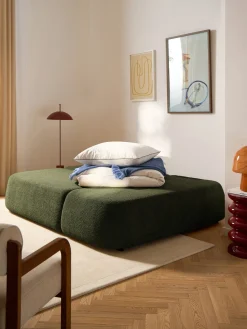 Westwing Collection Sofá cama rinconera de borreguillo con espacio de almacenamiento Pao