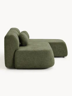 Westwing Collection Sofá cama rinconera de borreguillo con espacio de almacenamiento Pao