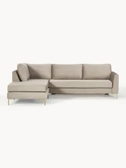 Westwing Collection Sofá cama rinconera de terciopelo con colchón Luna (3 plazas)