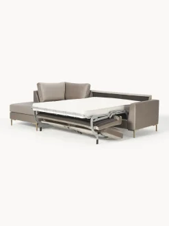 Westwing Collection Sofá cama rinconera de terciopelo con colchón Luna (3 plazas)