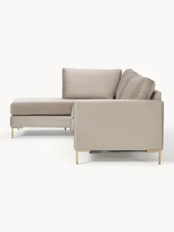 Westwing Collection Sofá cama rinconera de terciopelo con colchón Luna (3 plazas)