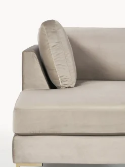 Westwing Collection Sofá cama rinconera de terciopelo con colchón Luna (3 plazas)