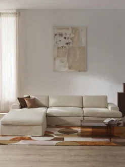 Westwing Collection Sofá modular con reposapiés izquierdo/derecho Russell (4 plazas), desenfundable