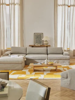 Westwing Collection Sofá modular con reposapiés izquierdo/derecho Russell (4 plazas), desenfundable