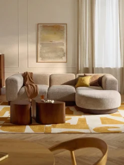 Westwing Collection Sofá modular con reposapiés de borreguillo bouclé Natalie (3 plazas)