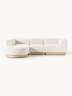 Westwing Collection Sofá modular con reposapiés de borreguillo bouclé Natalie (3 plazas)
