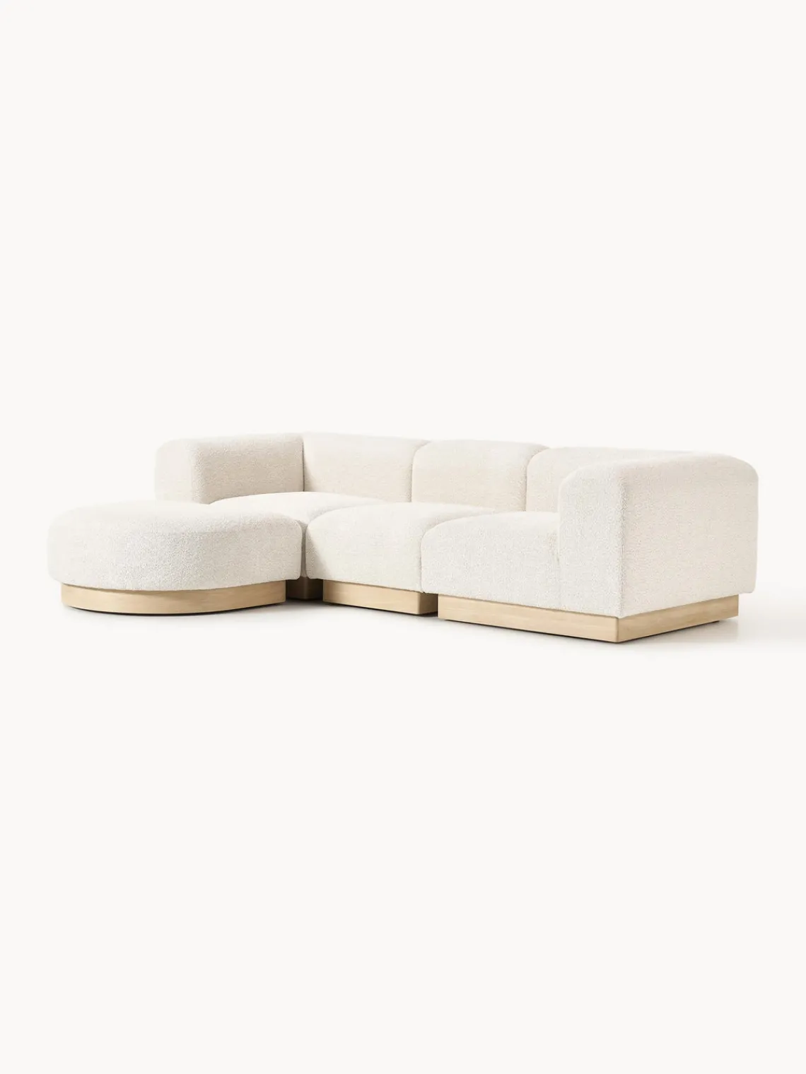 Westwing Collection Sofá modular con reposapiés de borreguillo bouclé Natalie (3 plazas)