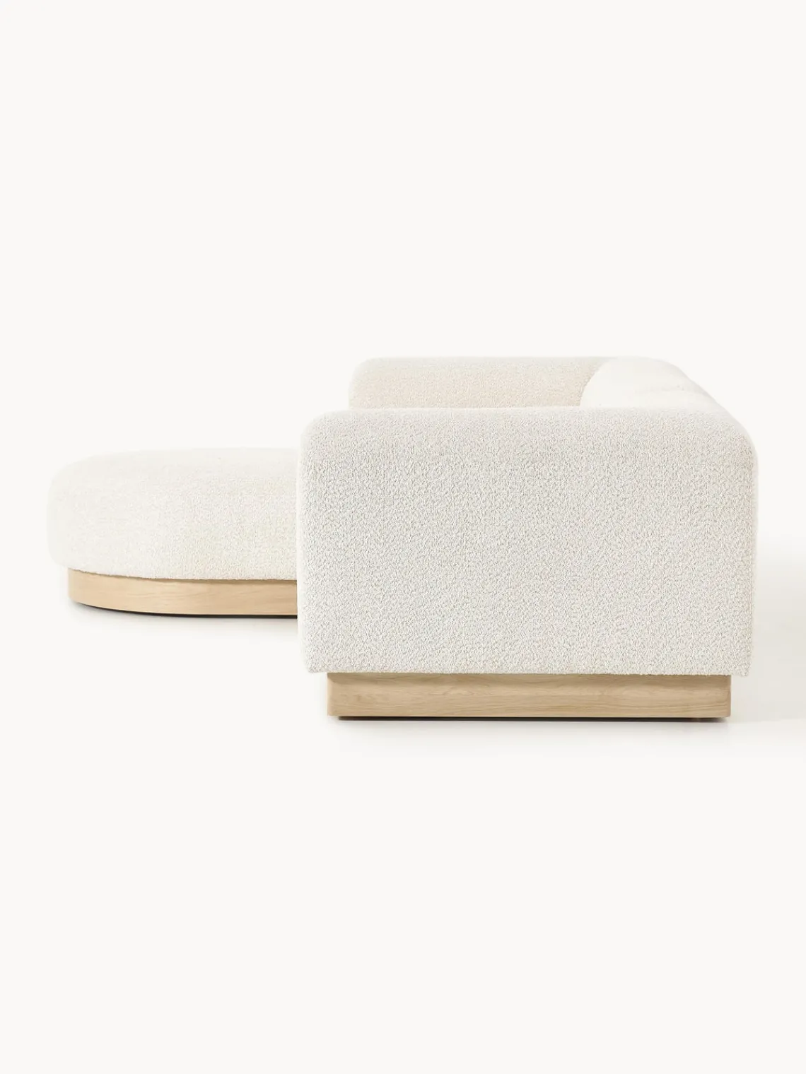 Westwing Collection Sofá modular con reposapiés de borreguillo bouclé Natalie (3 plazas)