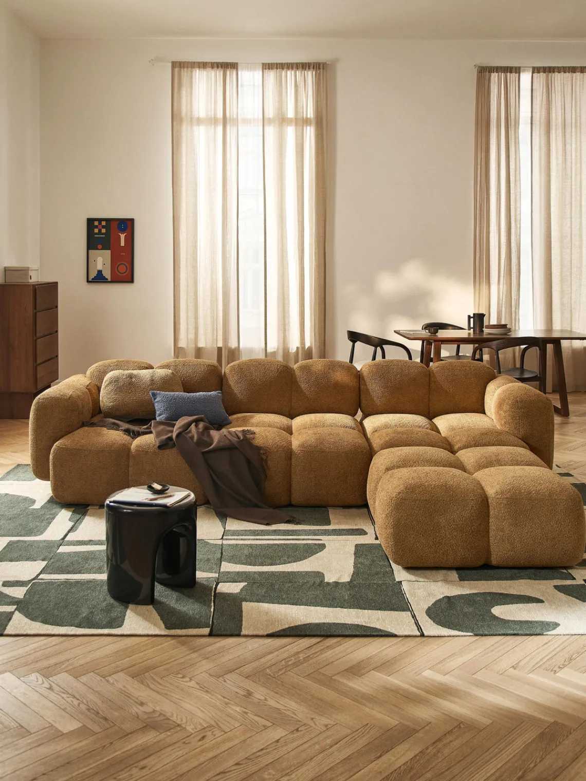 Westwing Collection Sofá modular de borreguillo bouclé con reposapiés izquierdo/derecho Tayla (4 plazas)^ Sofás Rinconeras|Sofás