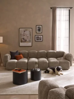 Westwing Collection Sofá modular de borreguillo bouclé Tayla (4 plazas)