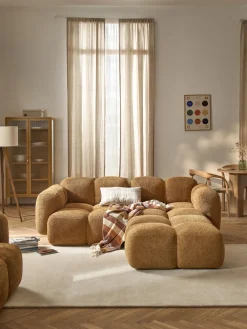 Westwing Collection Sofá modular de borreguillo bouclé con reposapiés izquierdo/derecho Tayla (3 plazas)^ Sofás Rinconeras|Sofás