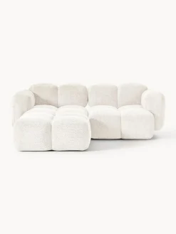 Westwing Collection Sofá modular de borreguillo bouclé con reposapiés Tayla (3 plazas)