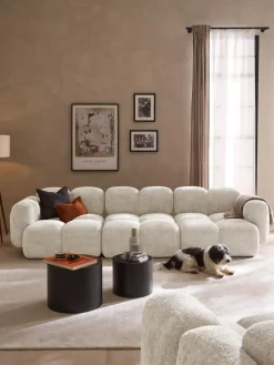 Westwing Collection Sofá modular de borreguillo bouclé Tayla (4 plazas)