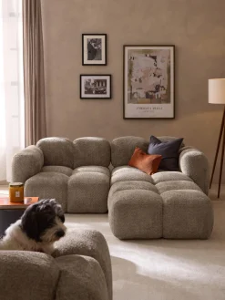 Westwing Collection Sofá modular de borreguillo bouclé con reposapiés Tayla (3 plazas)^ Sofás Rinconeras|Sofás