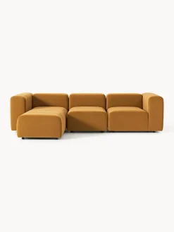 Westwing Collection Sofá modular de terciopelo con reposapiés izquierdo/derecho Lena (4 plazas)^ Sofás Rinconeras|Sofás