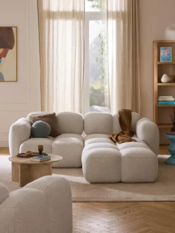 Westwing Collection Sofá modular en tejido bouclé con reposapiés Tayla (3 plazas)^ Sofás Rinconeras|Sofás