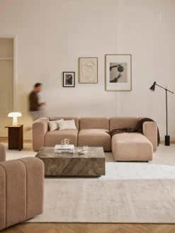 Westwing Collection Sofá modular en tejido bouclé con reposapiés izquierdo/derecho Lena (4 plazas)