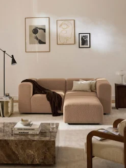 Westwing Collection Sofá modular en tejido bouclé con reposapiés izquierdo/derecho Lena (3 plazas)^ Sofás Rinconeras|Sofás