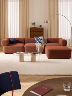 Westwing Collection Sofá modular en tejido bouclé Anton (4 plazas), con reposapiés (izquierda/derecha)