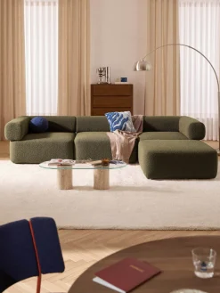 Westwing Collection Sofá modular en tejido bouclé Anton (4 plazas), con reposapiés (izquierda/derecha)^ Sofás