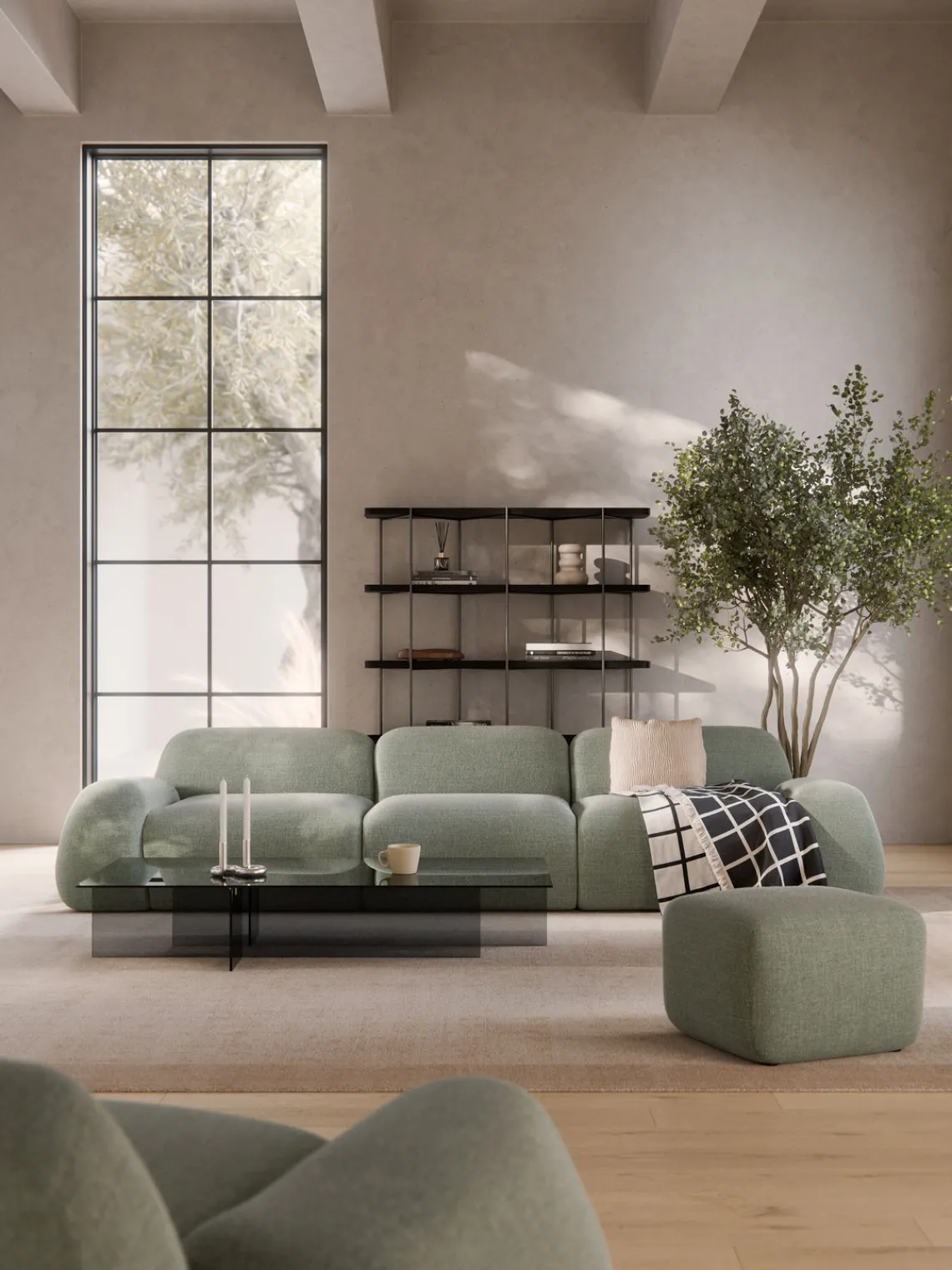 Westwing Collection Sofá modular en tejido bouclé Wolke (4 plazas)