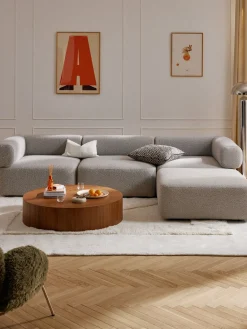 Westwing Collection Sofá modular en tejido bouclé Anton (4 plazas), con reposapiés (izquierda/derecha)