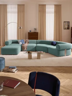 Westwing Collection Sofá modular grande en tejido bouclé con reposapiés Anton (izquierda/derecha)