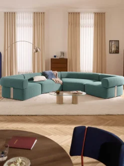 Westwing Collection Sofá modular grande en tejido bouclé Anton