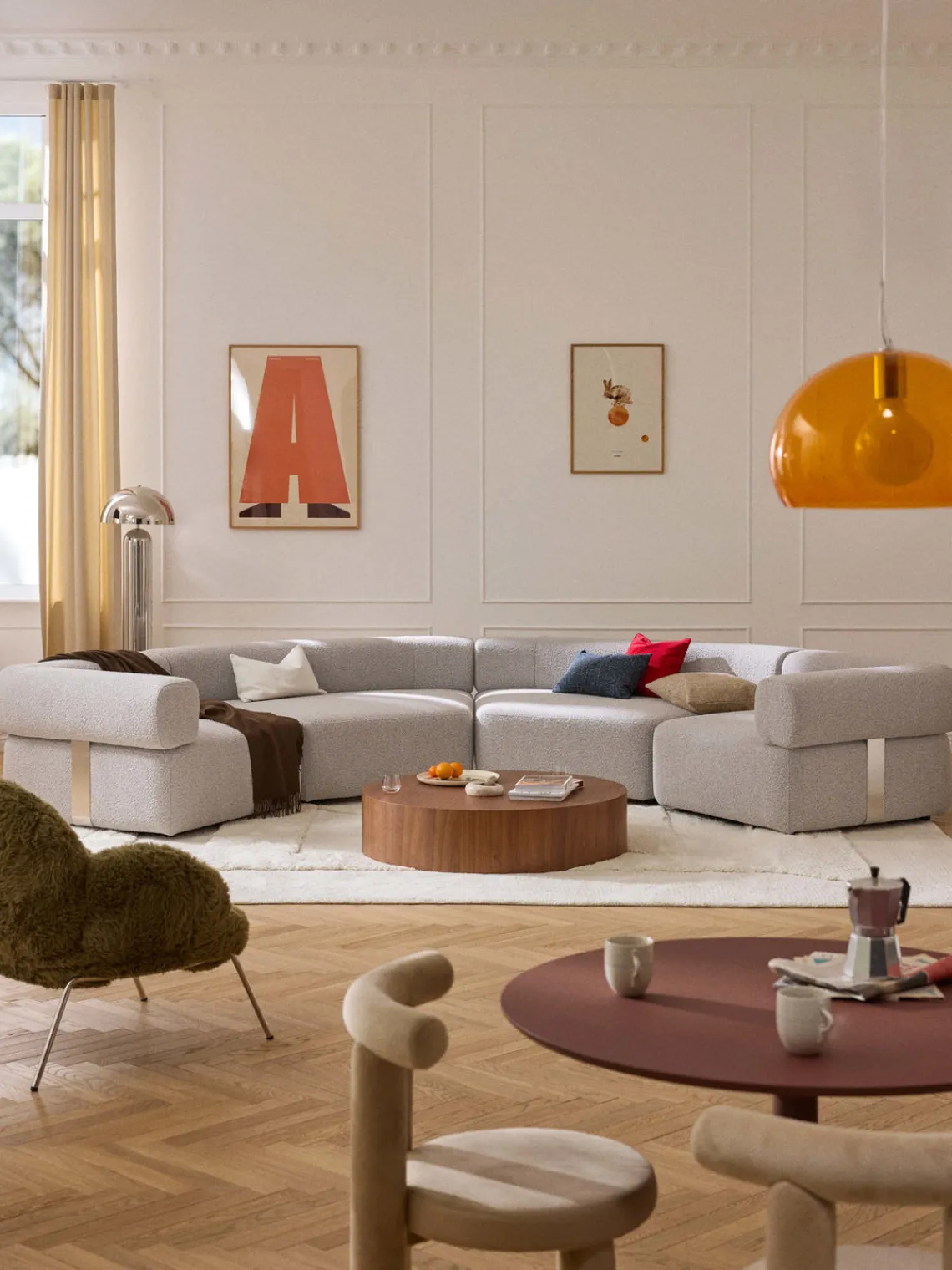 Westwing Collection Sofá modular grande en tejido bouclé Anton^ Sofás 4 Plazas