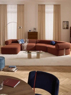 Westwing Collection Sofá modular grande en tejido bouclé con reposapiés Anton (izquierda/derecha)