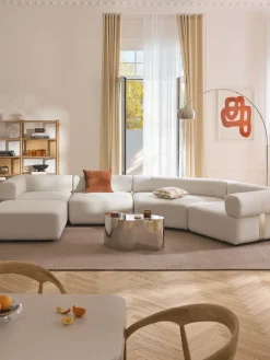 Westwing Collection Sofá modular grande en tejido bouclé con reposapiés Anton (izquierda/derecha)^ Sofás 4 Plazas