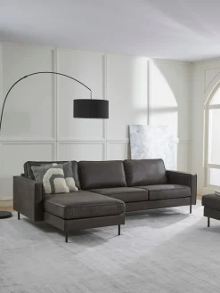 Westwing Collection Sofá rinconera de cuero reciclado Hunter