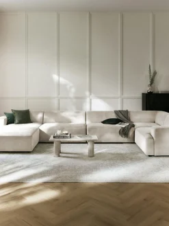 Westwing Collection Sofá rinconera longue grande de pana Melva