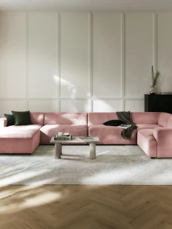 Westwing Collection Sofá rinconera longue grande de pana Melva