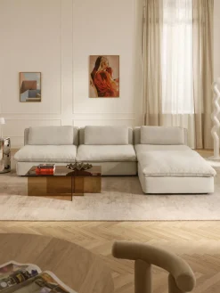 Westwing Collection Sofá rinconera modular con reposapiés izquierdo/derecho Felix