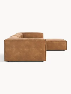 Westwing Collection Sofá rinconera modular de cuero reciclado con reposapiés izquierdo/derecho Lennon (4 plazas)^ Sofás 4 Plazas|Sofás