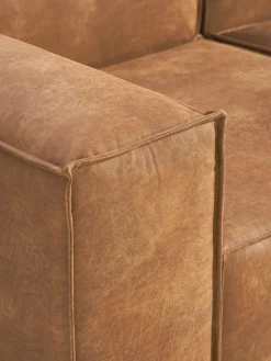 Westwing Collection Sofá rinconera modular de cuero Lennon