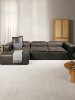 Westwing Collection Sofá rinconera modular de cuero reciclado Lennon^ Sofás