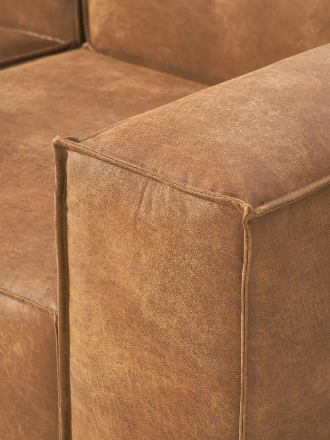 Westwing Collection Sofá rinconera modular de cuero reciclado Lennon^ Sofás