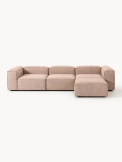 Westwing Collection Sofá rinconera modular de mezcla de lino con reposapiés izquierdo/derecho Lennon (4 plazas)