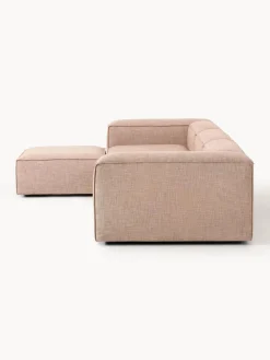 Westwing Collection Sofá rinconera modular de mezcla de lino con reposapiés izquierdo/derecho Lennon (4 plazas)