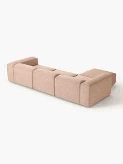 Westwing Collection Sofá rinconera modular de mezcla de lino con reposapiés izquierdo/derecho Lennon (4 plazas)