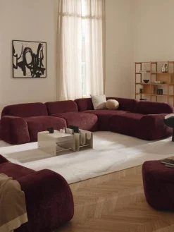 Westwing Collection Sofá rinconera modular de borreguillo bouclé Wolke (4 plazas)