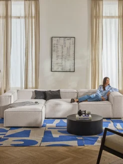 Westwing Collection Sofá rinconera modular en tejido bouclé con reposapiés izquierdo/derecho Lennon (4 plazas)^ Sofás 4 Plazas|Sofás