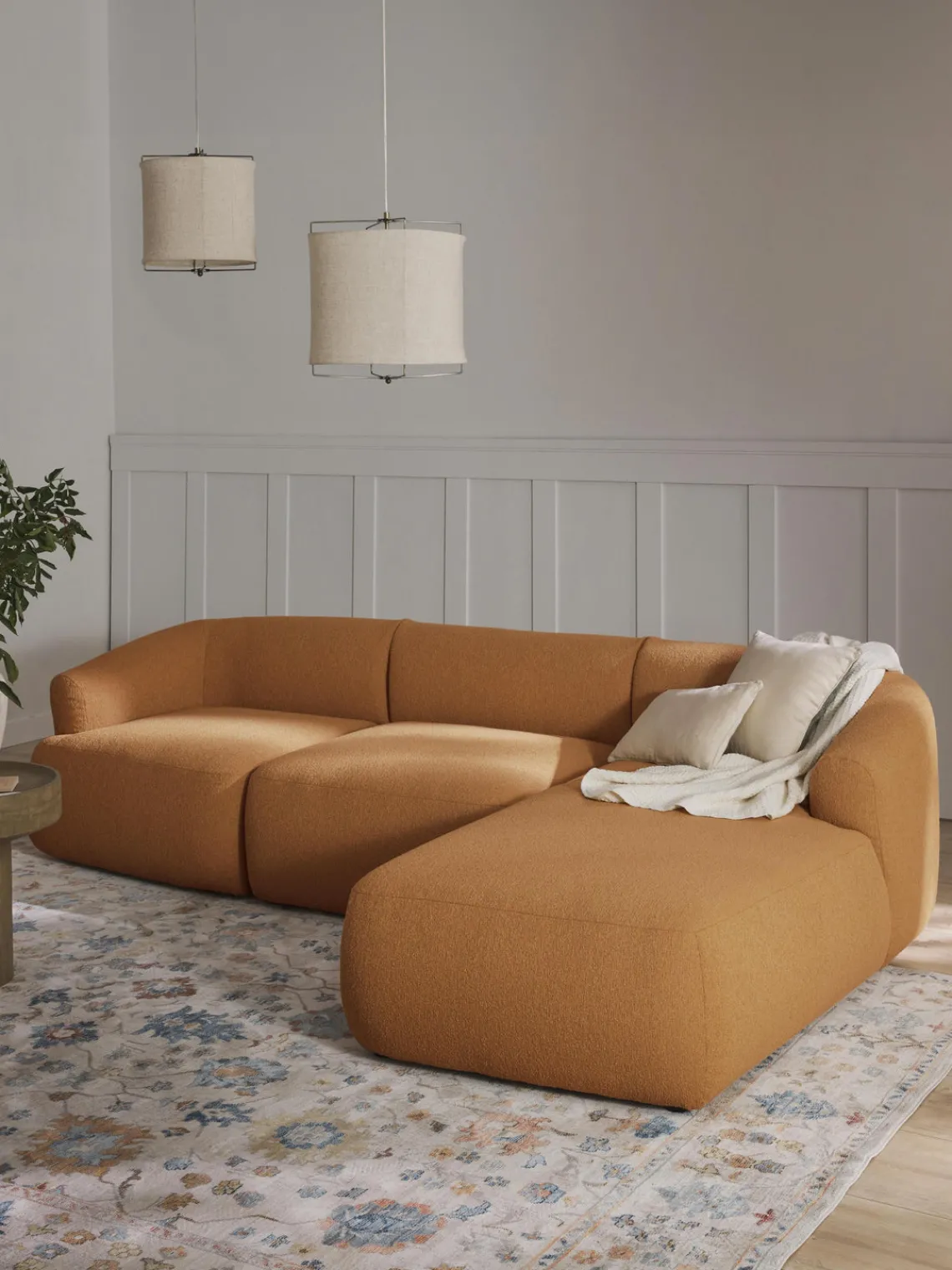 Westwing Collection Sofá rinconera modular en tejido bouclé Sofia (3 plazas)