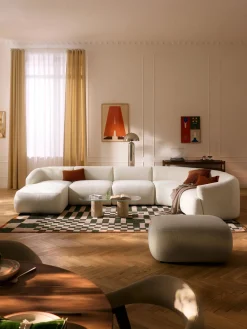 Westwing Collection Sofá rinconera modular en tejido bouclé Sofia