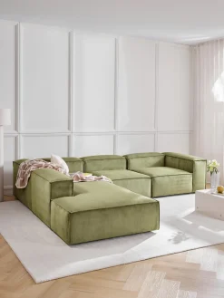 Westwing Collection Sofá rinconera modular grande de pana Lennon