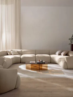 Westwing Collection Sofá rinconera modular grande en tejido bouclé Sofia