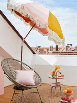 Business & Pleasure Sombrilla con flecos plegable Retro, Ø 180 cm^ Sombrillas|Sombrillas